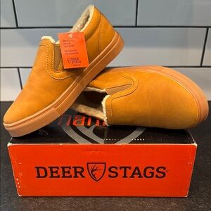 Deer Stags Tan Slip-On Loafers with Elastic Goring